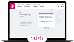 Első lépés a regisztrációhoz: Telekom fiók bejelentkezési oldal, szolgáltatások áttekintésével.